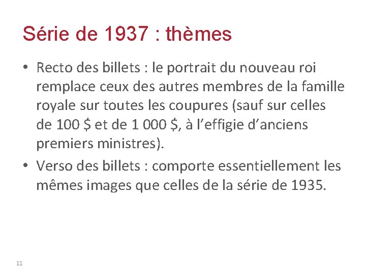 Série de 1937 : thèmes • Recto des billets : le portrait du nouveau