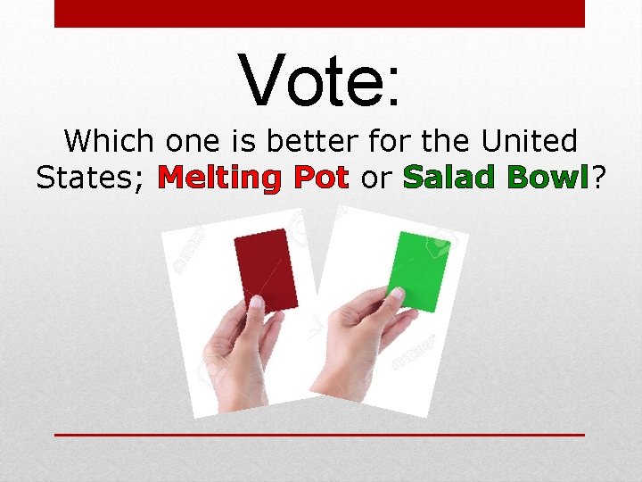 Vote: Which one is better for the United States; Melting Pot or Salad Bowl?