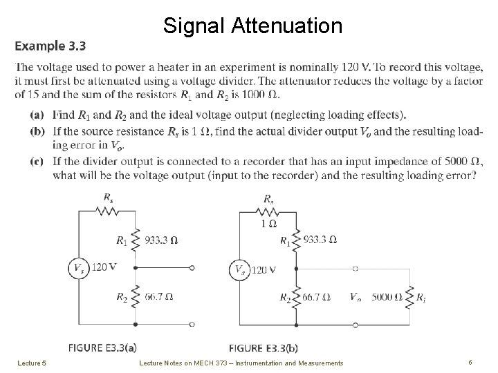 Signal Attenuation Lecture 5 Lecture Notes on MECH 373 – Instrumentation and Measurements 6 Signal Attenuation Lecture 5 Lecture Notes on MECH 373 – Instrumentation and Measurements 6