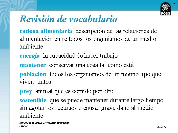 TM Revisión de vocabulario cadena alimentaria descripción de las relaciones de alimentación entre todos