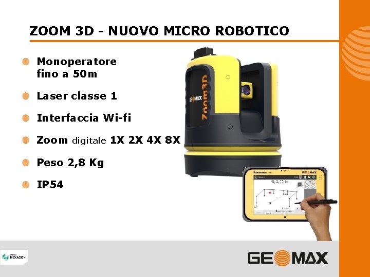 ZOOM 3 D - NUOVO MICRO ROBOTICO Monoperatore fino a 50 m Laser classe