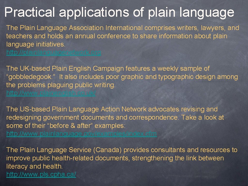 Using Plain Language Strategies an overview Writing with
