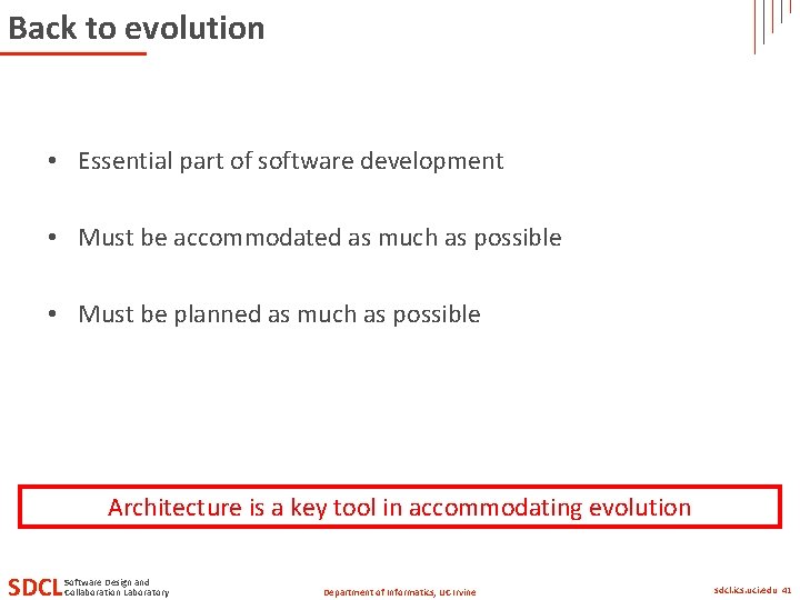Back to evolution • Essential part of software development • Must be accommodated as Back to evolution • Essential part of software development • Must be accommodated as