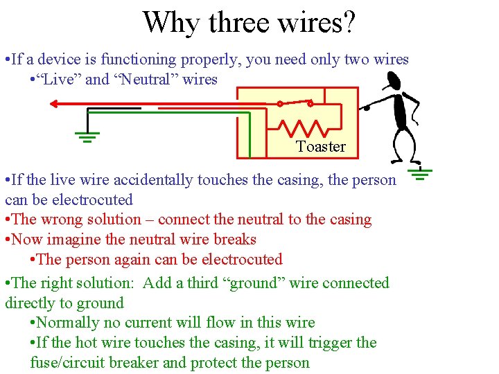 Why three wires? • If a device is functioning properly, you need only two