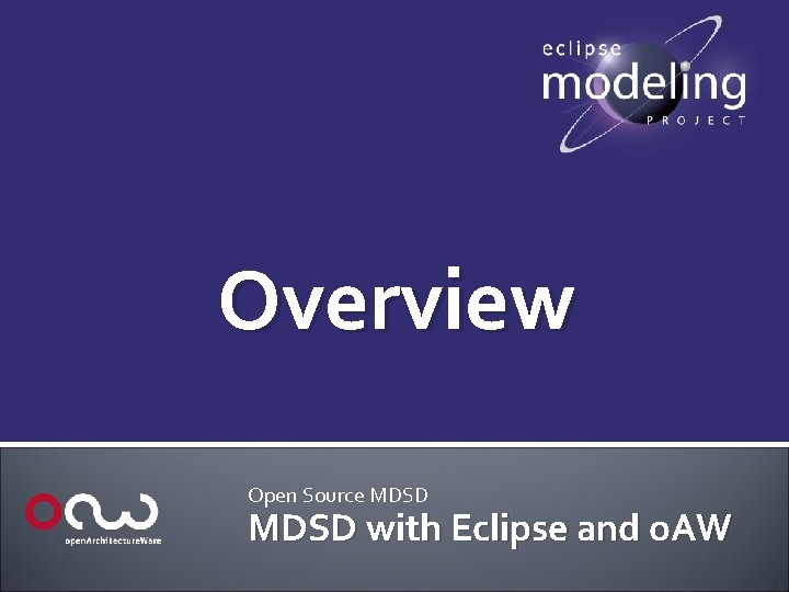 Overview Open Source MDSD with Eclipse and o. AW 