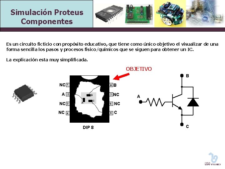 Simulación Proteus Componentes Es un circuito ficticio con propósito educativo, que tiene como único