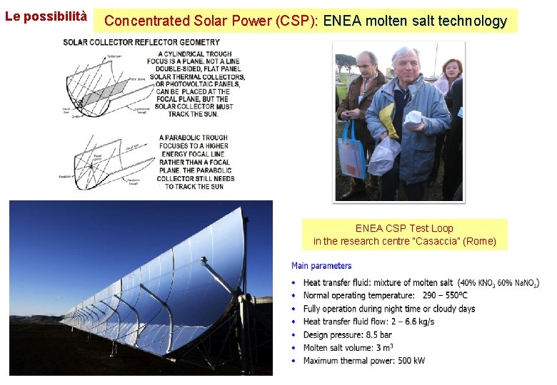 Le possibilità Concentrated Solar Power (CSP): ENEA molten salt technology ENEA CSP Test Loop Le possibilità Concentrated Solar Power (CSP): ENEA molten salt technology ENEA CSP Test Loop