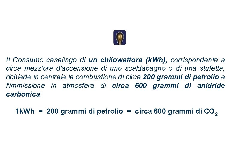 Il Consumo casalingo di un chilowattora (k. Wh), corrispondente a circa mezz'ora d'accensione di Il Consumo casalingo di un chilowattora (k. Wh), corrispondente a circa mezz'ora d'accensione di