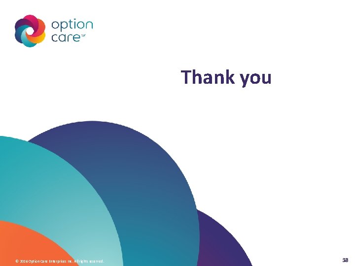 Thank you © 2016 Option Care Enterprises Inc. All rights reserved. 38 