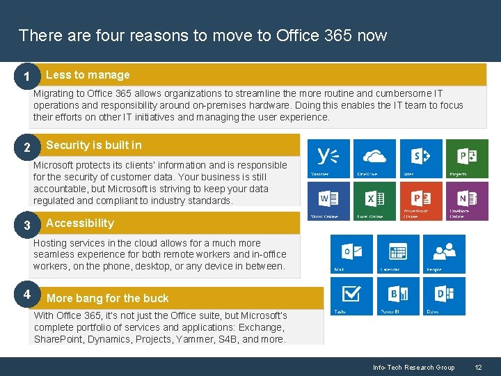 There are four reasons to move to Office 365 now 1 Less to manage