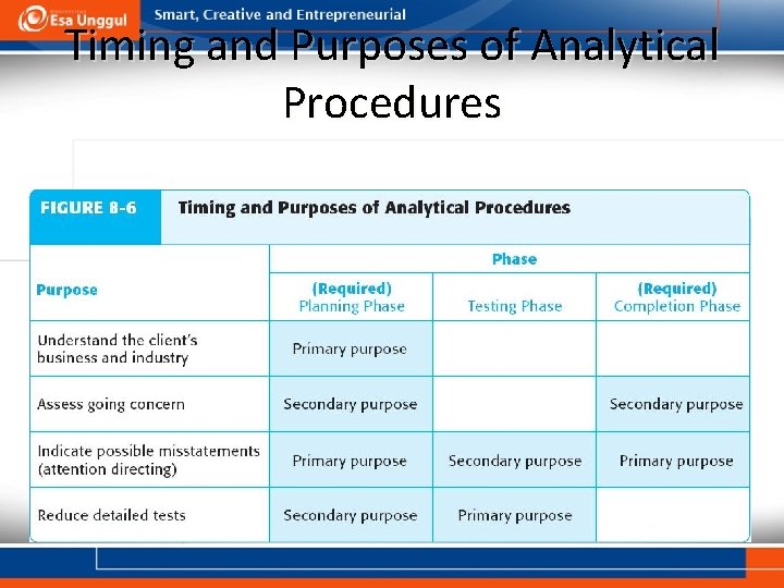 Timing and Purposes of Analytical Procedures 