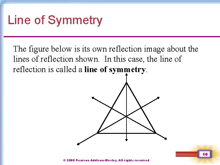 Line of Symmetry The figure below is its own reflection image about the lines