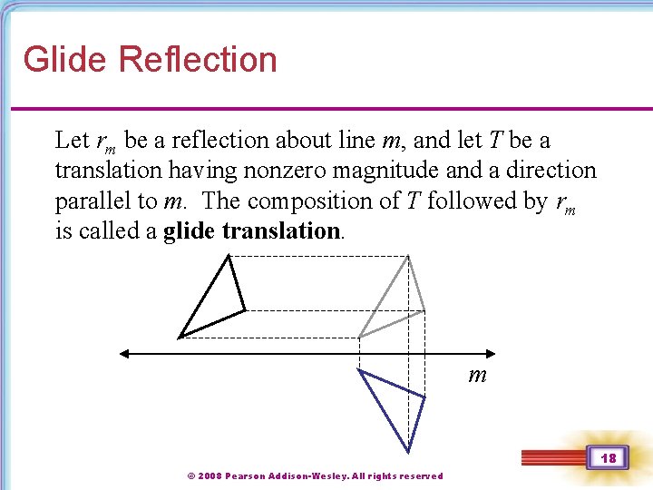 Glide Reflection Let rm be a reflection about line m, and let T be