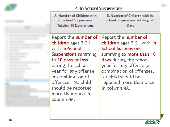 Report the number of children ages 3 -21 with In-School Suspensions summing to 10
