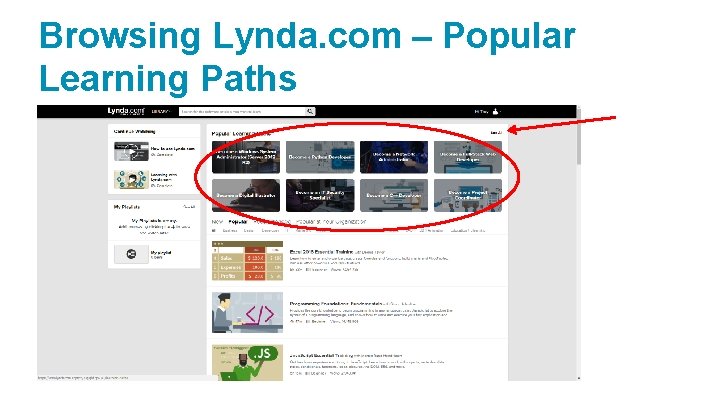 Browsing Lynda. com – Popular Learning Paths 