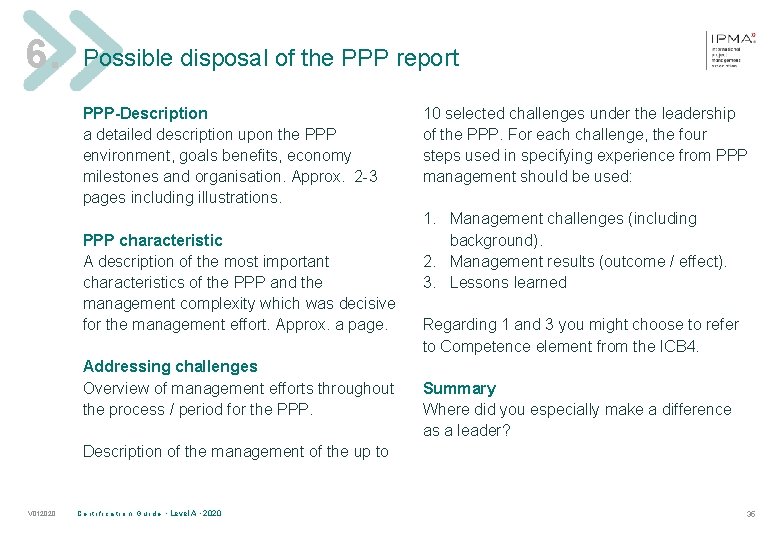 6. Possible disposal of the PPP report PPP-Description a detailed description upon the PPP