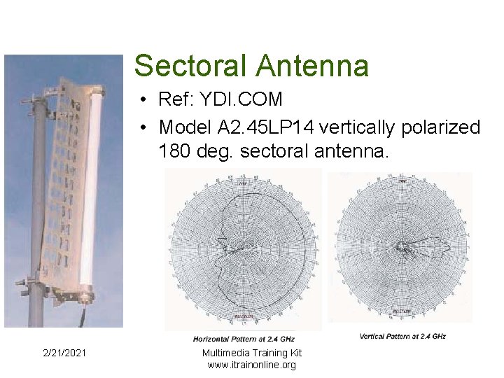 Sectoral Antenna • Ref: YDI. COM • Model A 2. 45 LP 14 vertically