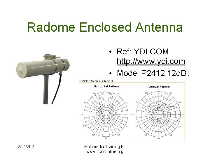 Radome Enclosed Antenna • Ref: YDI. COM http: //www. ydi. com • Model P