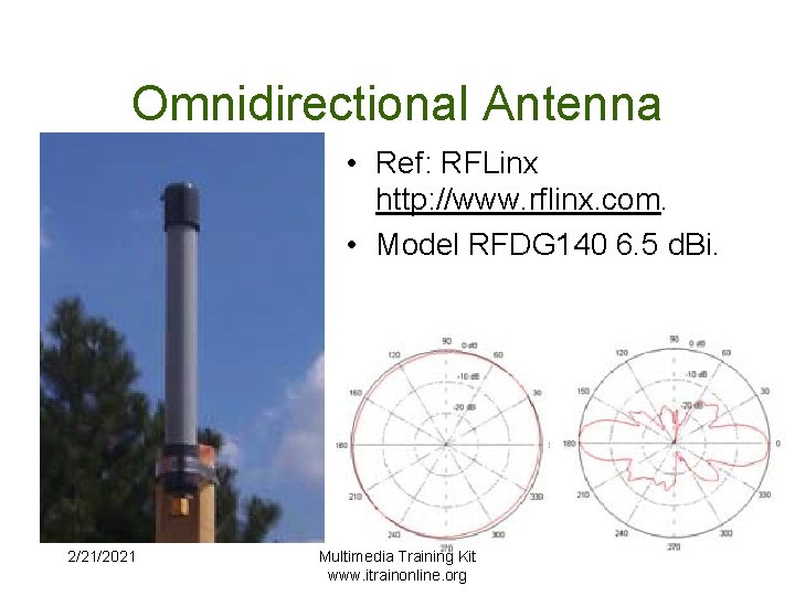Omnidirectional Antenna • Ref: RFLinx http: //www. rflinx. com. • Model RFDG 140 6.