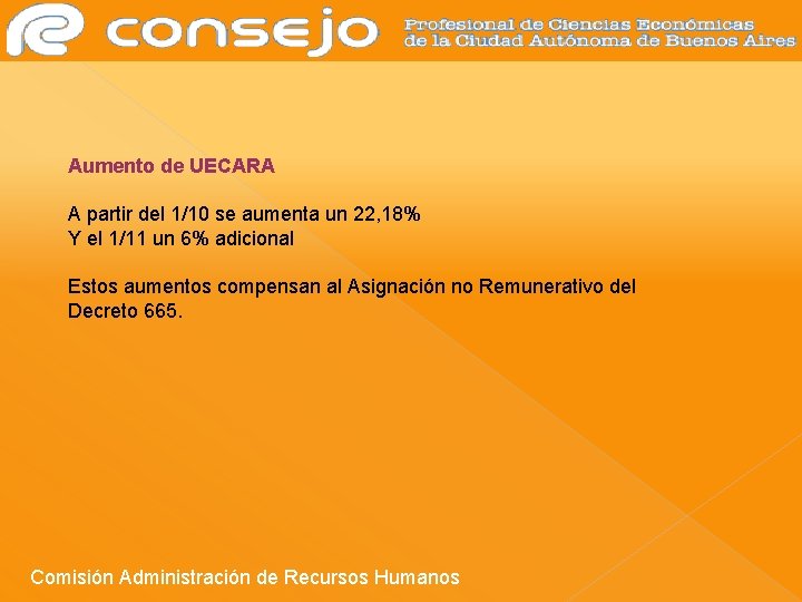 Aumento de UECARA A partir del 1/10 se aumenta un 22, 18% Y el
