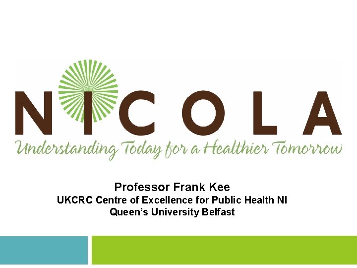 Professor Frank Kee UKCRC Centre of Excellence for Public Health NI Queen’s University Belfast