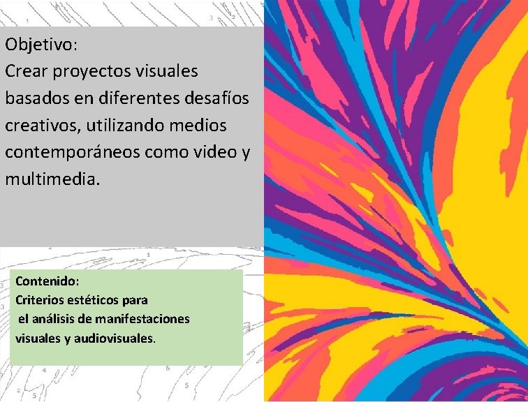 Objetivo: Crear proyectos visuales basados en diferentes desafíos creativos, utilizando medios contemporáneos como video