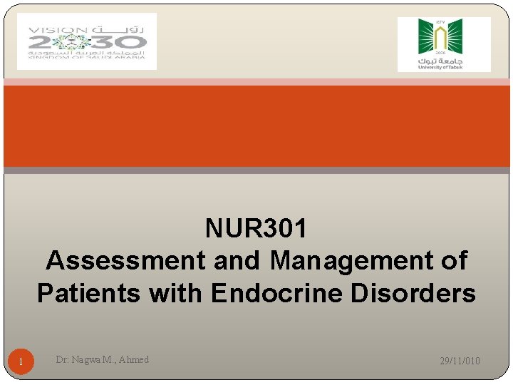 NUR 301 Assessment and Management of Patients with Endocrine Disorders 1 Dr: Nagwa M.
