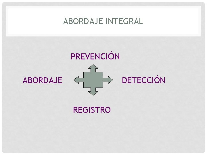 ABORDAJE INTEGRAL PREVENCIÓN ABORDAJE DETECCIÓN REGISTRO 