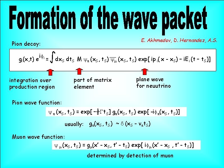 E. Akhmedov, D. Hernandez, A. S. Pion decay: gi(x, t) e ifi = dx.