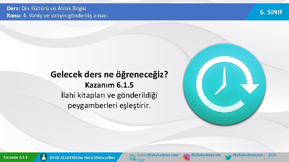 Ders: Din Kültürü ve Ahlak Bilgisi Konu: 4. Vahiy ve vahyin gönderiliş amacı 6.