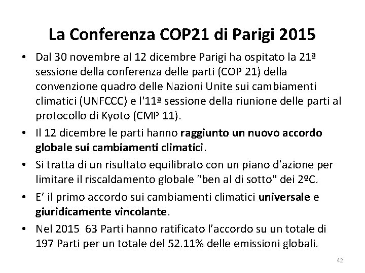 La Conferenza COP 21 di Parigi 2015 • Dal 30 novembre al 12 dicembre