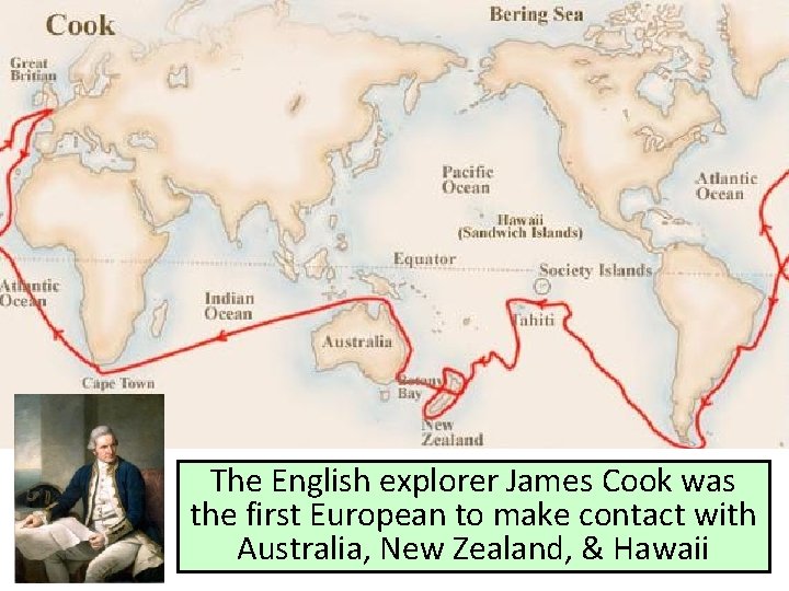 The English explorer James Cook was the first European to make contact with Australia,