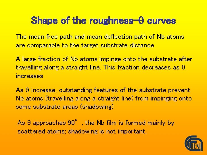 Shape of the roughness-q curves The mean free path and mean deflection path of