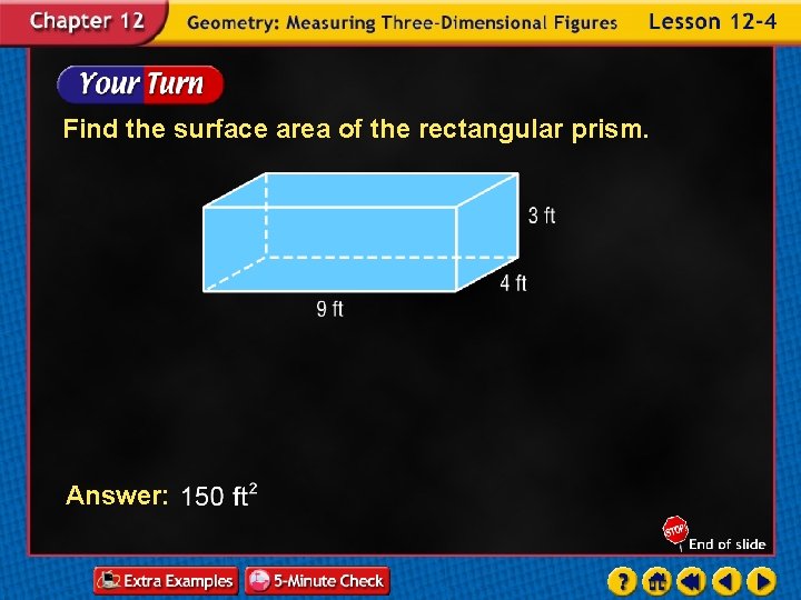 Find the surface area of the rectangular prism. Answer: 