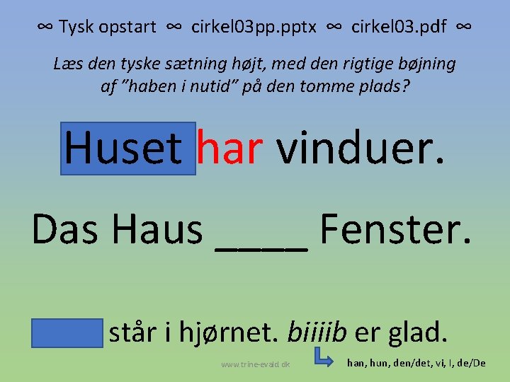 ∞ Tysk opstart ∞ cirkel 03 pp. pptx ∞ cirkel 03. pdf ∞ Læs