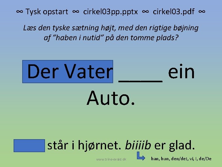 ∞ Tysk opstart ∞ cirkel 03 pp. pptx ∞ cirkel 03. pdf ∞ Læs