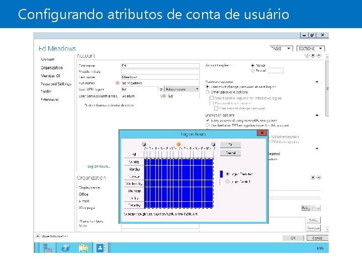 Configurando atributos de conta de usuário 