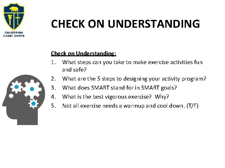 CHECK ON UNDERSTANDING Check on Understanding: 1. What steps can you take to make CHECK ON UNDERSTANDING Check on Understanding: 1. What steps can you take to make
