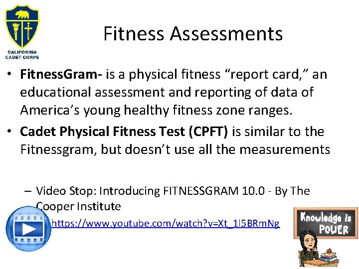 Fitness Assessments • Fitness. Gram- is a physical fitness “report card, ” an educational Fitness Assessments • Fitness. Gram- is a physical fitness “report card, ” an educational