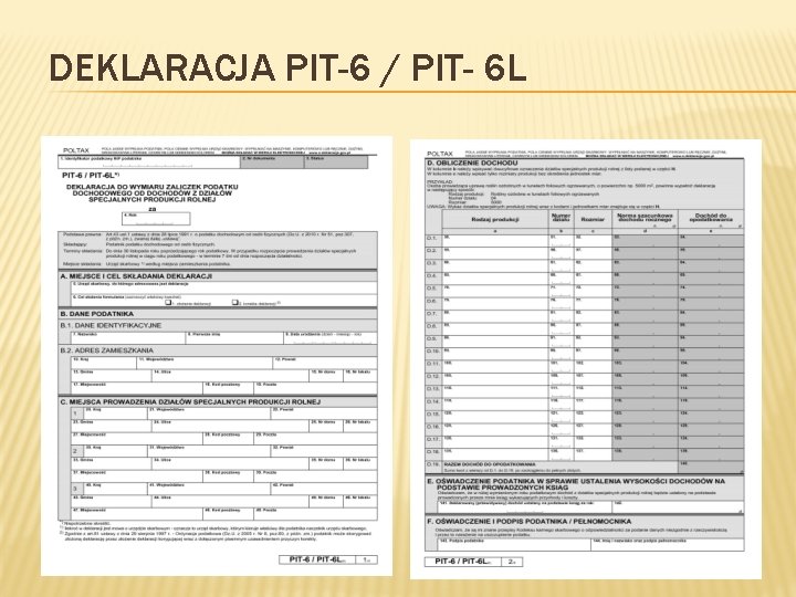 DEKLARACJA PIT-6 / PIT- 6 L 