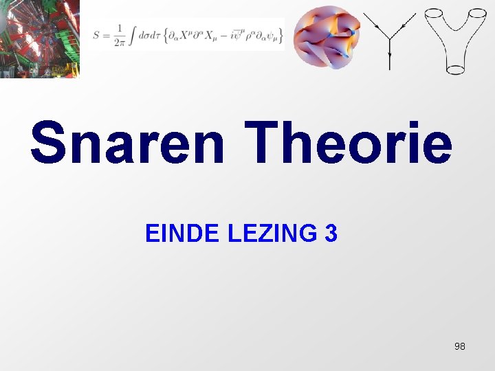 Snaren Theorie EINDE LEZING 3 98 Snaren Theorie EINDE LEZING 3 98