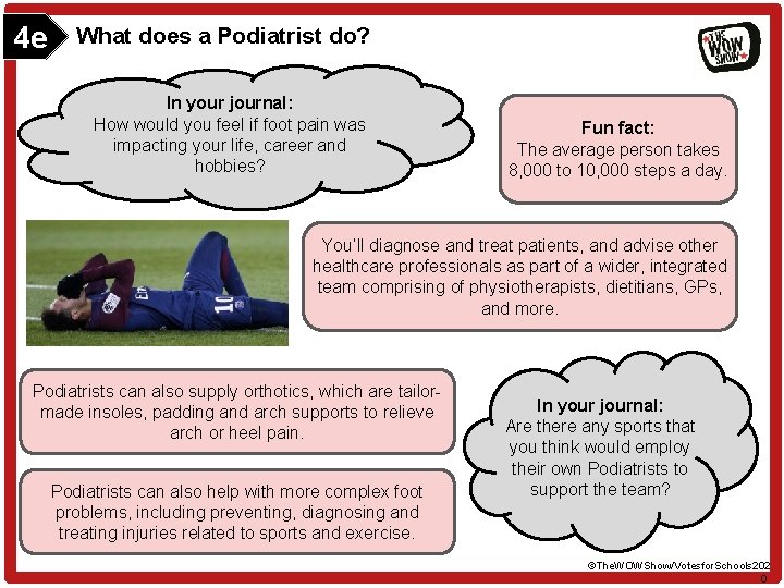 4 e What does a Podiatrist do? In your journal: How would you feel 4 e What does a Podiatrist do? In your journal: How would you feel