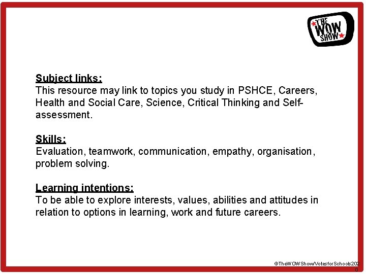 Subject links: This resource may link to topics you study in PSHCE, Careers, Health