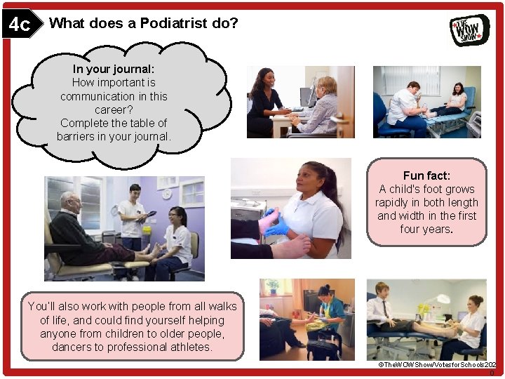 4 c What does a Podiatrist do? In your journal: How important is communication 4 c What does a Podiatrist do? In your journal: How important is communication