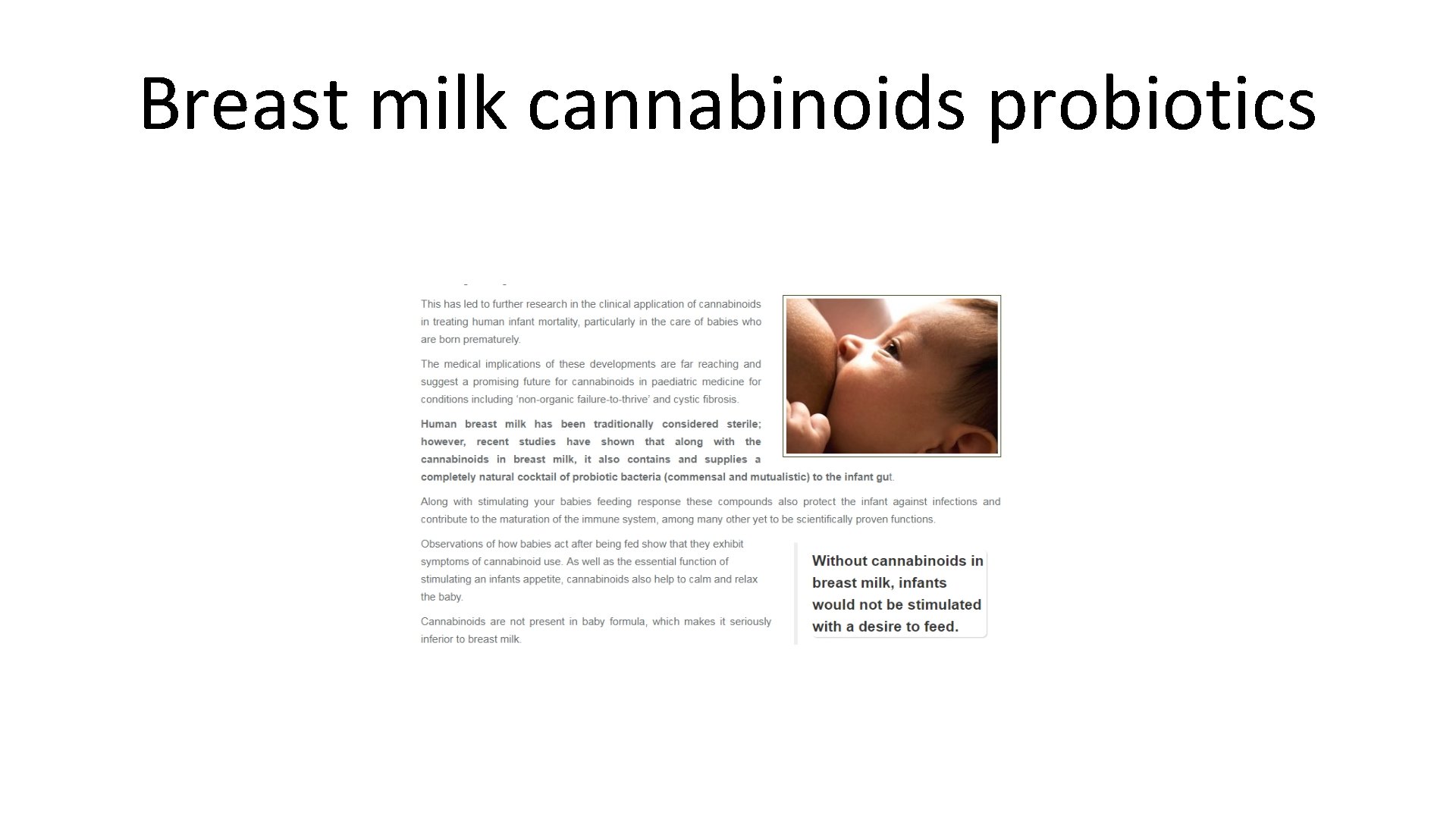 Breast milk cannabinoids probiotics 