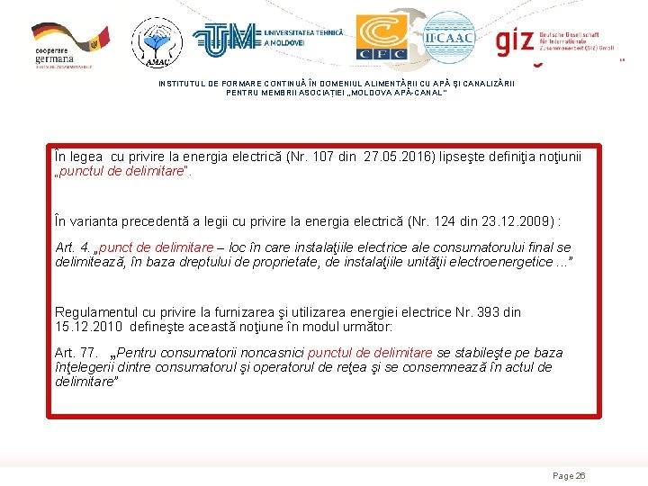 INSTITUTUL DE FORMARE CONTINUĂ ÎN DOMENIUL ALIMENTĂRII CU APĂ ŞI CANALIZĂRII PENTRU MEMBRII ASOCIAȚIEI