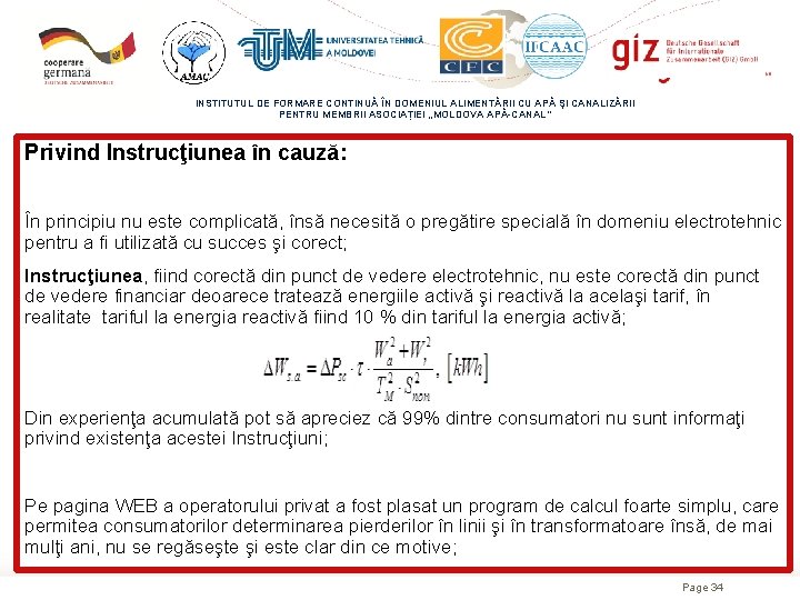 INSTITUTUL DE FORMARE CONTINUĂ ÎN DOMENIUL ALIMENTĂRII CU APĂ ŞI CANALIZĂRII PENTRU MEMBRII ASOCIAȚIEI