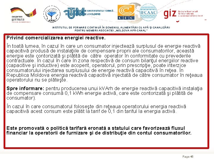 INSTITUTUL DE FORMARE CONTINUĂ ÎN DOMENIUL ALIMENTĂRII CU APĂ ŞI CANALIZĂRII PENTRU MEMBRII ASOCIAȚIEI