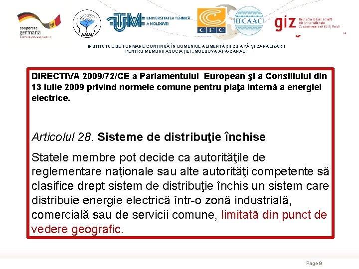 INSTITUTUL DE FORMARE CONTINUĂ ÎN DOMENIUL ALIMENTĂRII CU APĂ ŞI CANALIZĂRII PENTRU MEMBRII ASOCIAȚIEI