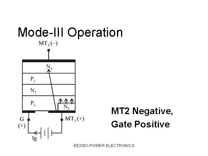 Mode-III Operation MT 2 Negative, Gate Positive EE 2301 -POWER ELECTRONICS 